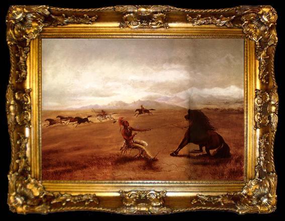 framed  George Catlin Catching wild horses, ta009-2